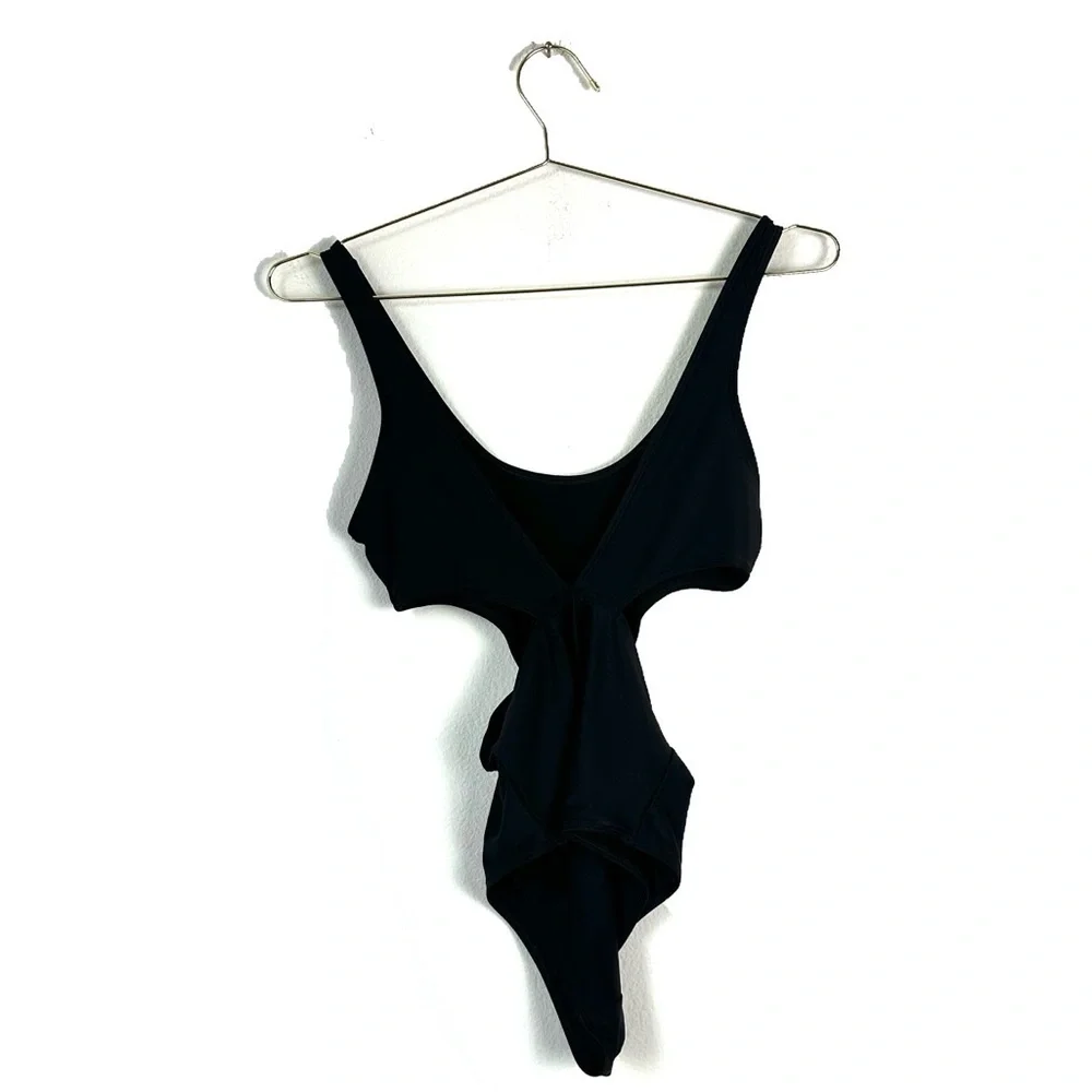 Aerie Black Cut Out Sides One Piece Swimsuit Size S